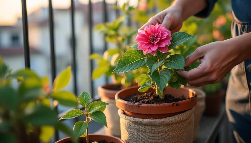 Astuces maison pour réussir le rempotage de vos fleurs de balcon