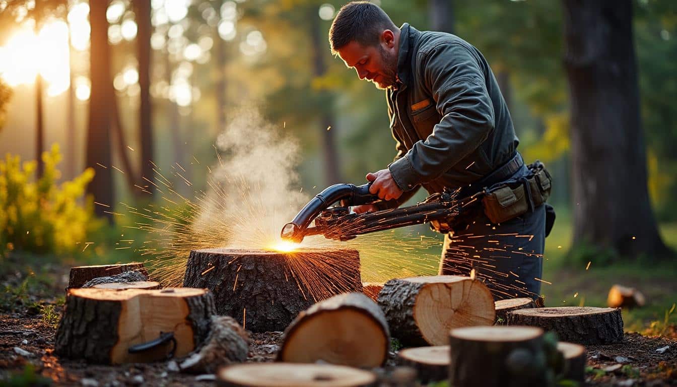 Illustration: Fonctionnement et usages d’un banc de scie thermique installé sur remorque